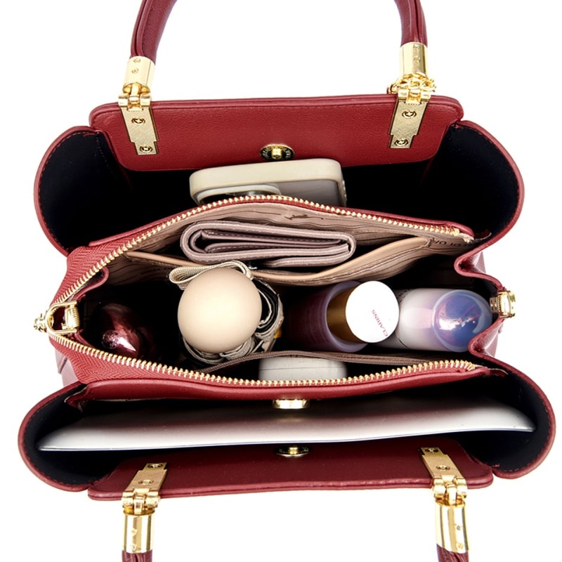 Luxury Women 3Layer Leather Tote Bag Stylish Spacious And Durable Crossbody Handbag 4