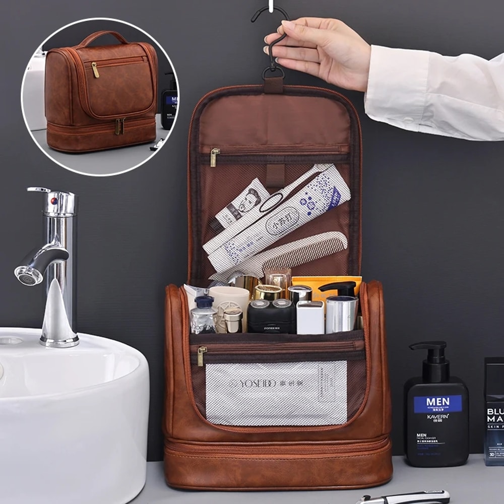 Men Multifunctional Waterproof Toiletry Bag High Capacity Business Handheld Storage 8