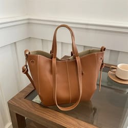 chic large capacity pu leather tote bag for women, fashionable commuting handbag