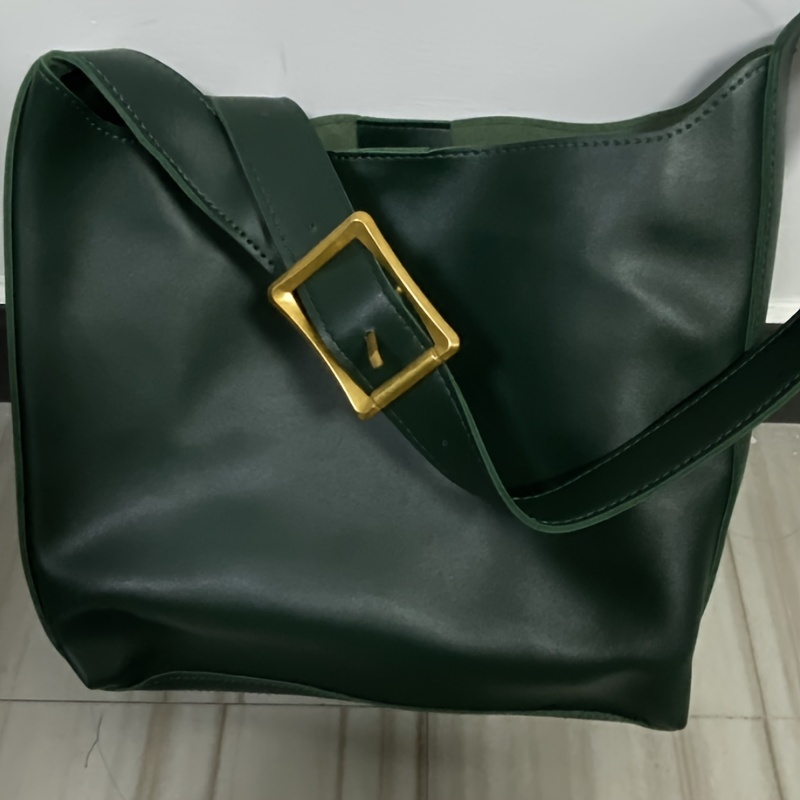 Womens Minimalist Faux Leather Tote Bag Retro Shoulder Handbag With Polyurethane Lining 7