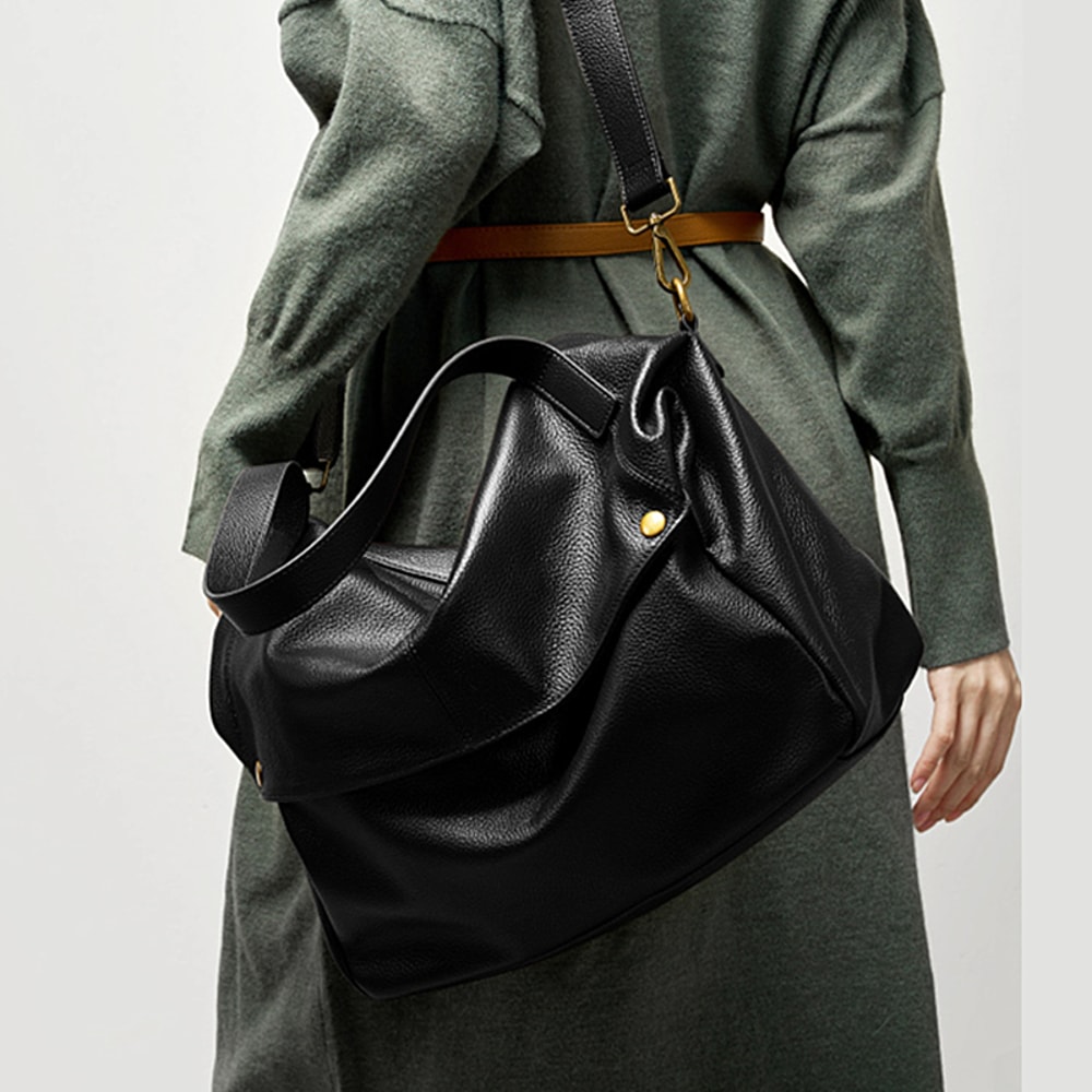 Burminsa Cowhide Genuine Leather Hobo Bag For Women Luxury Designer Messenger Tote 3