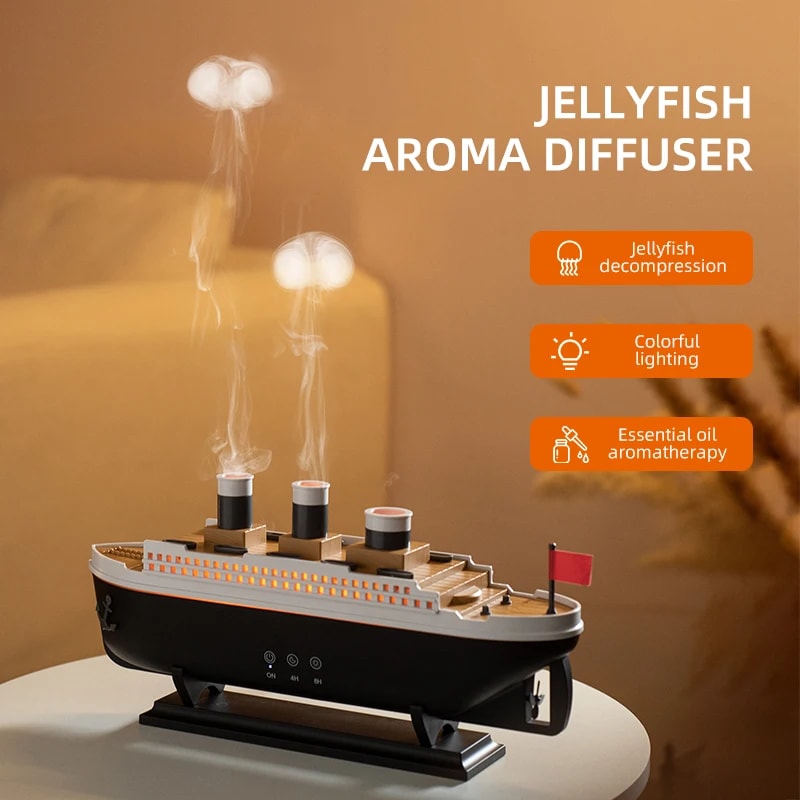 Titanic Ship Model Essential Oil Diffuser Aroma Humidifier With Remote Control Jellyfish Smoke Rin 3