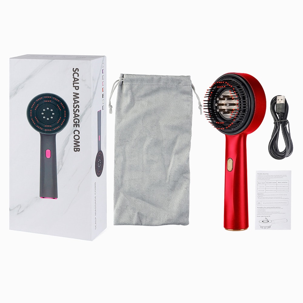 Electric Vibration Massage Comb for Hair Growth, Red Light Therapy Anti-Hair Loss Scalp Brush & Oil Applicator