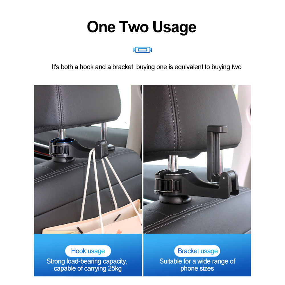 Universal Car Bracket Hook MultiFunction Storage Mobile Phone Holder For Rear Seat Bag Purse Cloth 1