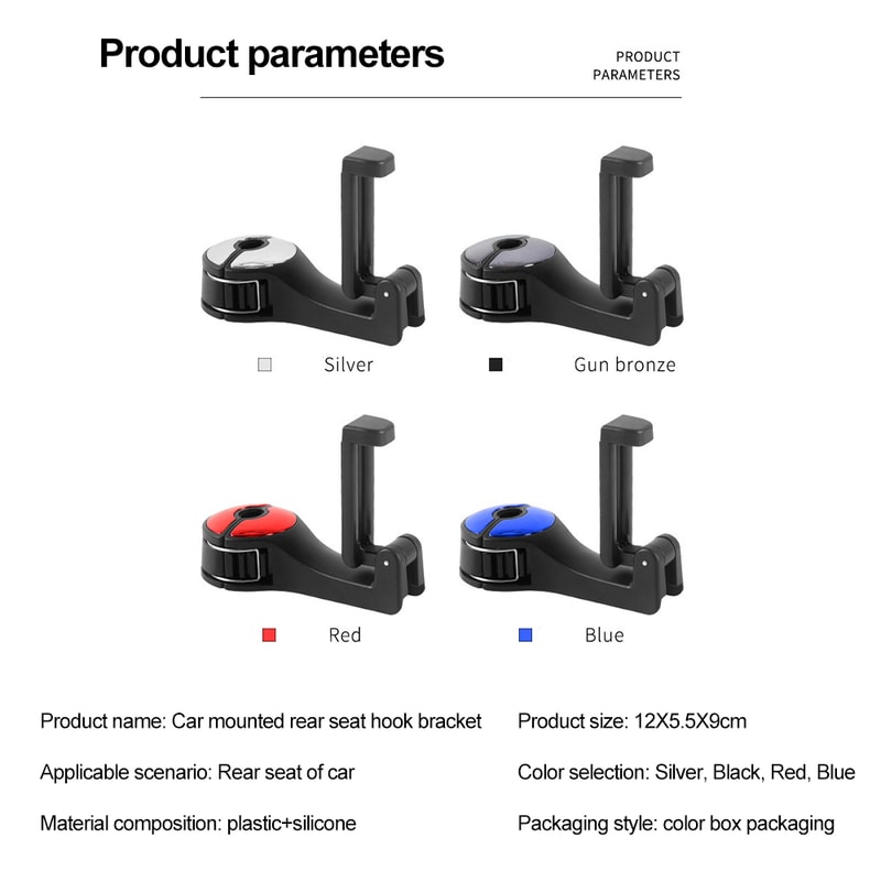 Universal Car Bracket Hook MultiFunction Storage Mobile Phone Holder For Rear Seat Bag Purse Cloth 5