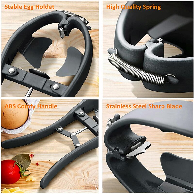 Manual Egg Opener Scissors, Stainless Steel Eggshell Cracker & Separator Tool for Effortless Egg Preparation