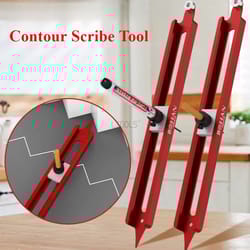 adjustable contour gauge profile tool, woodworking edge & corner measuring ruler with pencil holder