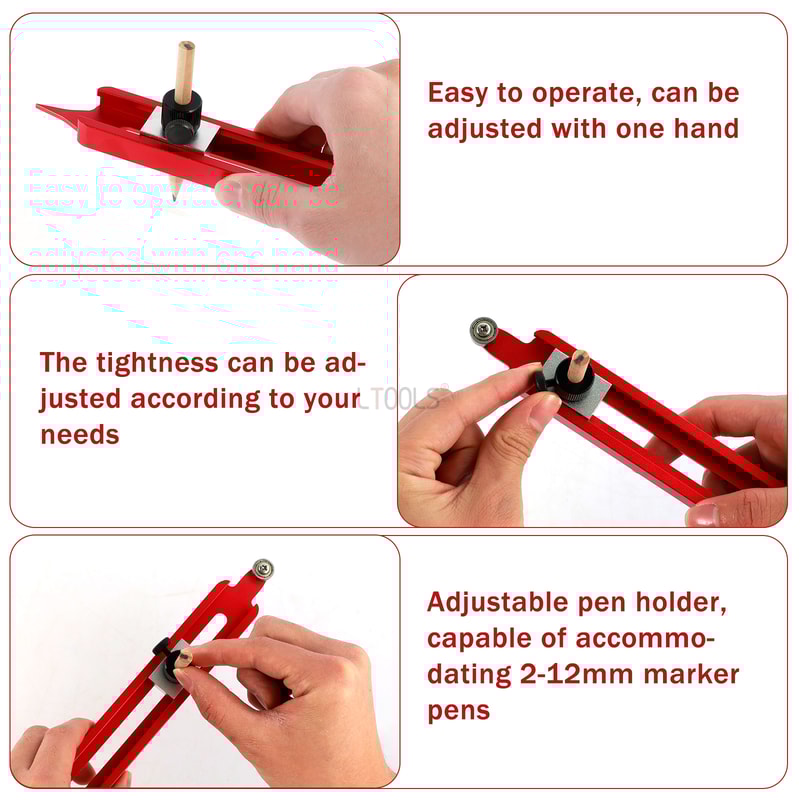 Adjustable Contour Gauge Profile Tool Woodworking Edge Corner Measuring Ruler With Pencil Holder 4
