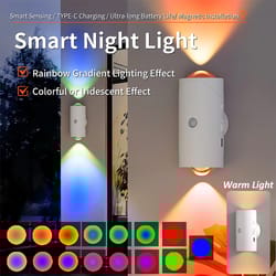 led motion sensor wall lamp, rgb & warm light rechargeable for stair and porch lighting