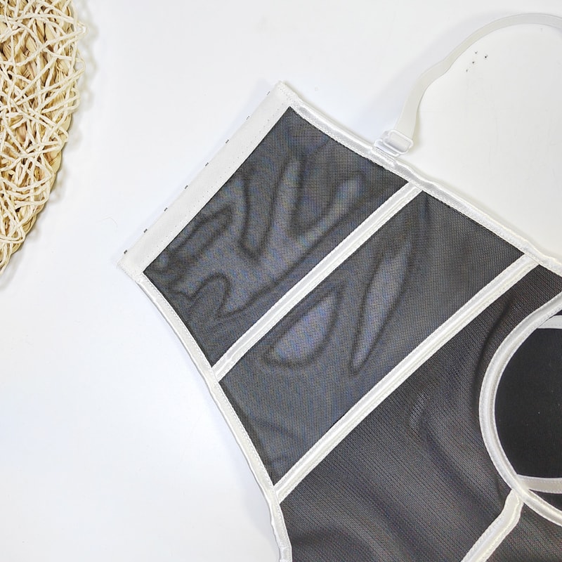 Sexy Color Block Mesh Corset Bustier Bra Crop Top for Women, Party & Night Club