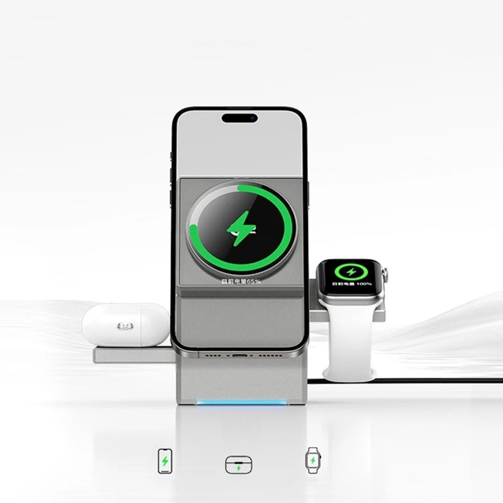 Touch Autorotation Magnetic Wireless Charger Dock For IPhone Android IWatch Magsafe Fast Charging S 1
