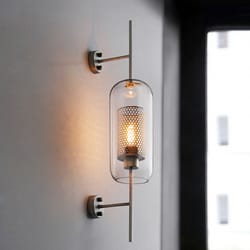 modern glass wall lamp with golden ball, elegant bedside sconce for living room and hallway