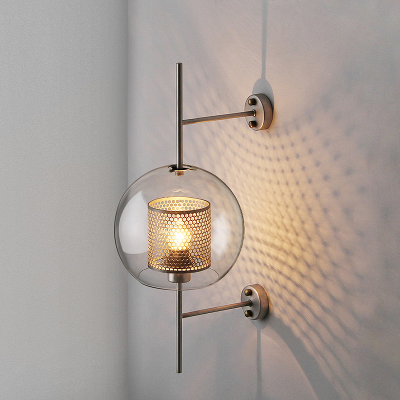 Modern Glass Wall Lamp With Golden Ball Elegant Bedside Sconce For Living Room And Hallway 1