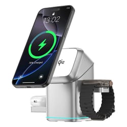 magnetic wireless charging stand for iphone, iwatch, and airpods, magsafe fast charger station dock