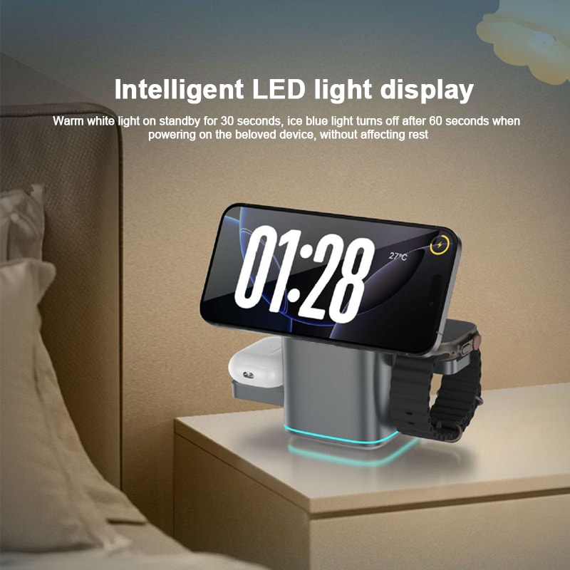 Magnetic Wireless Charging Stand For IPhone IWatch And AirPods MagSafe Fast Charger Station Dock 5