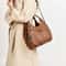 Soft Lychee Leather Hobo Handbag Stylish 3Layer Shoulder Crossbody Tote Bag With Pearl Leaf Pendan 2