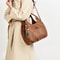 Soft Lychee Leather Hobo Handbag Stylish 3Layer Shoulder Crossbody Tote Bag With Pearl Leaf Pendan 2