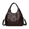 Soft Lychee Leather Hobo Handbag Stylish 3Layer Shoulder Crossbody Tote Bag With Pearl Leaf Pendan 7