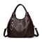 Soft Lychee Leather Hobo Handbag Stylish 3Layer Shoulder Crossbody Tote Bag With Pearl Leaf Pendan 7