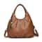 Soft Lychee Leather Hobo Handbag Stylish 3Layer Shoulder Crossbody Tote Bag With Pearl Leaf Pendan 8