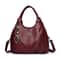 Soft Lychee Leather Hobo Handbag Stylish 3Layer Shoulder Crossbody Tote Bag With Pearl Leaf Pendan 5