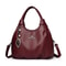 Soft Lychee Leather Hobo Handbag Stylish 3Layer Shoulder Crossbody Tote Bag With Pearl Leaf Pendan 5