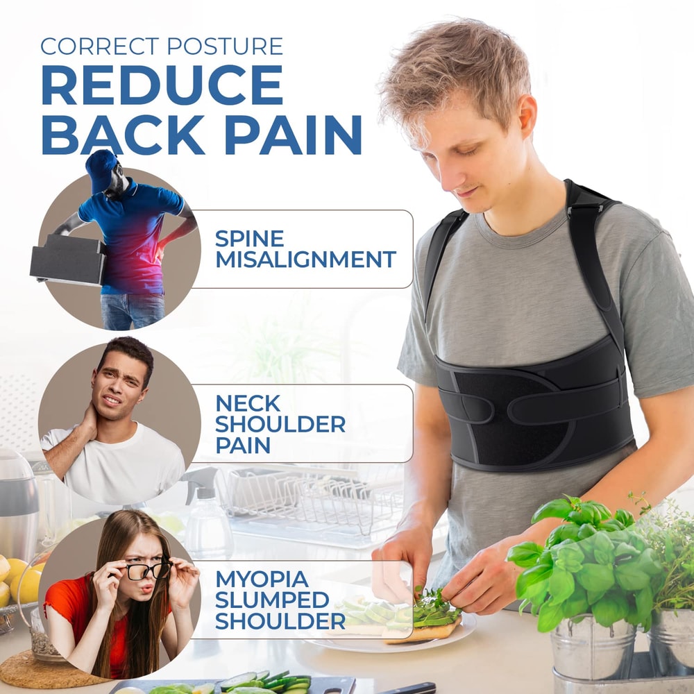 Back Posture Corrector For Men Full Back Support Brace For Upper Lower Back Relief 4