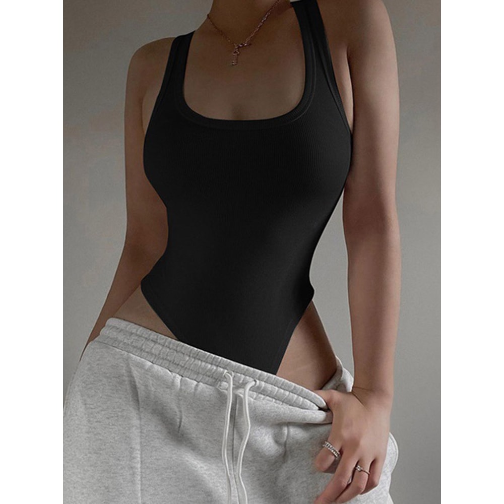 Sexy Summer Sleeveless Knit Bodysuit Off Shoulder Bodycon Halter Top For Women 0