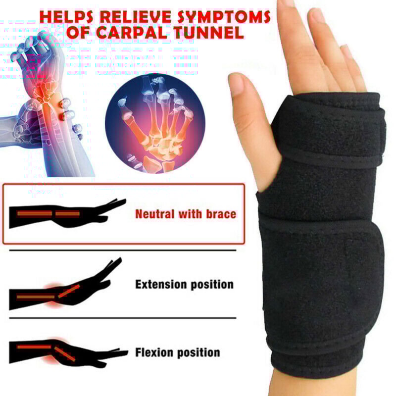 Carpal Tunnel Wrist Brace With Metal Splint Adjustable Support For Tendonitis Arthritis Relief 2