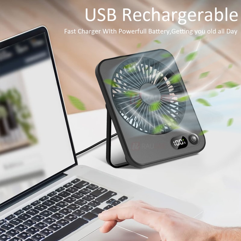 Portable USB Rechargeable Desk Fan, Foldable Mini Fan for Home, Office & Student Use