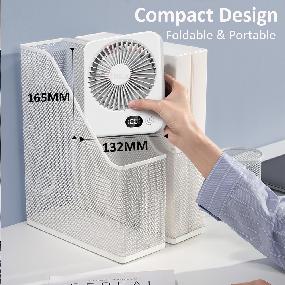 Portable USB Rechargeable Desk Fan, Foldable Mini Fan for Home, Office & Student Use