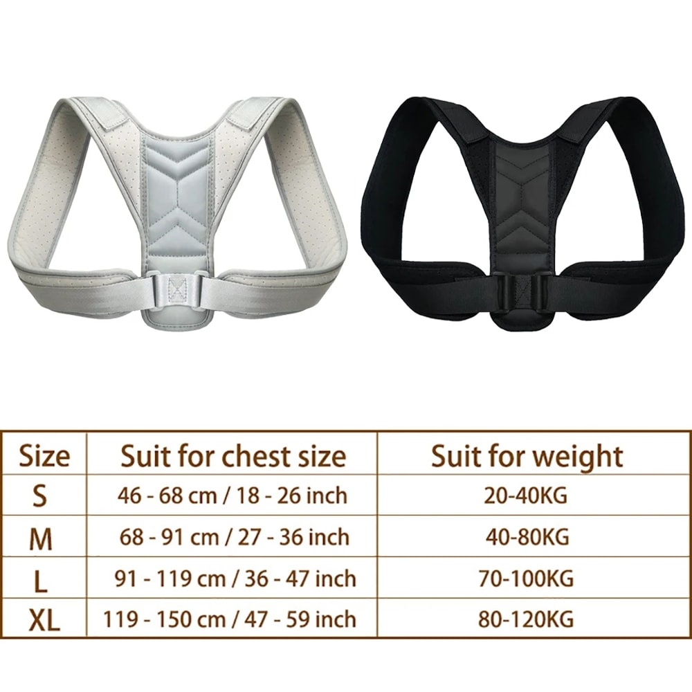 Adjustable Back Posture Corrector Neck Brace Comfort Support For Home Office Use 4