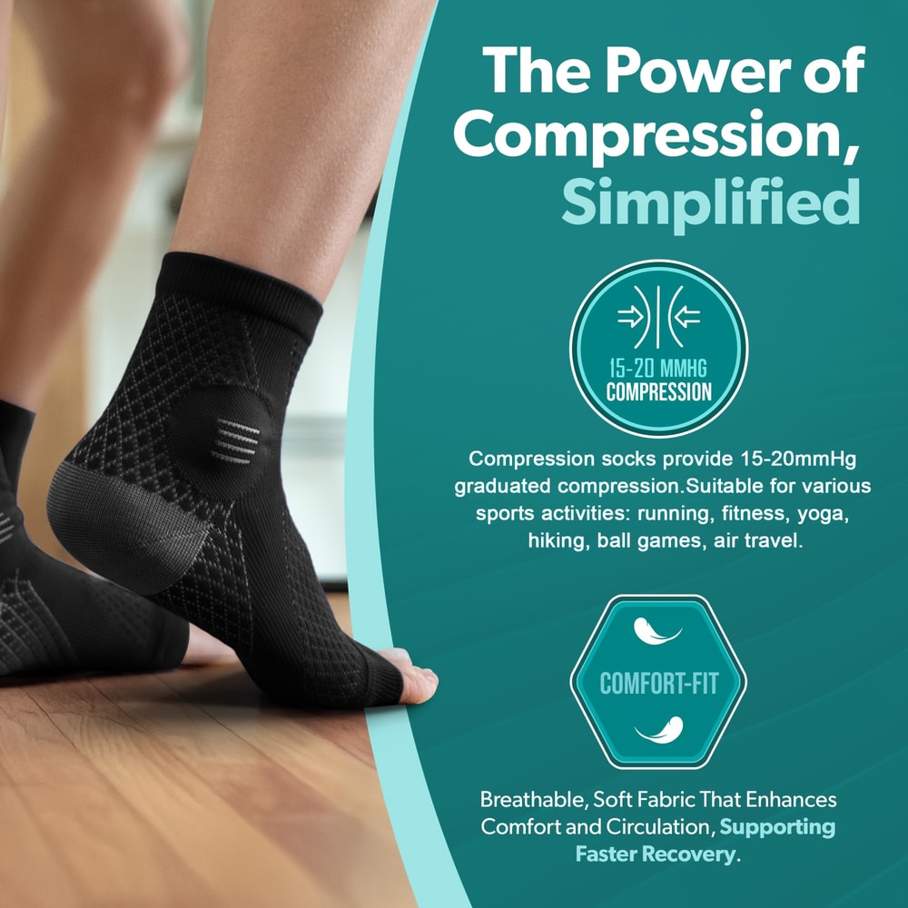 Ankle Compression Socks For Neuropathy Relief Arch Ankle Support OpenToe Design 1