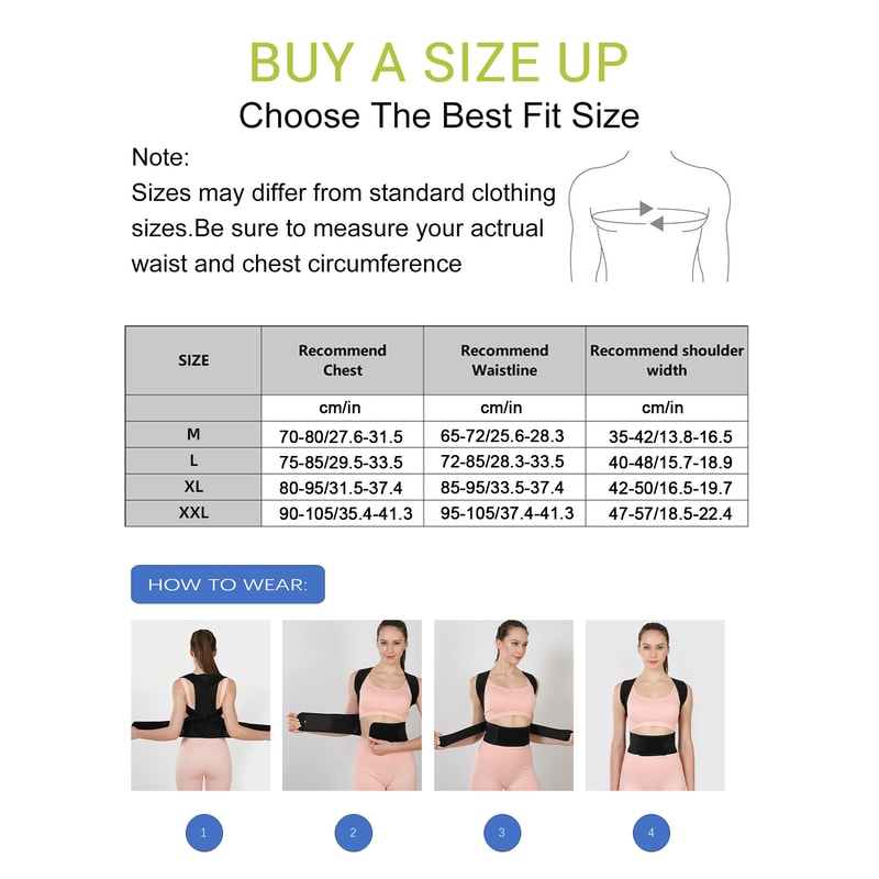 Adjustable Sporty Back Brace For Men Women Posture Corrector Waist Support 4