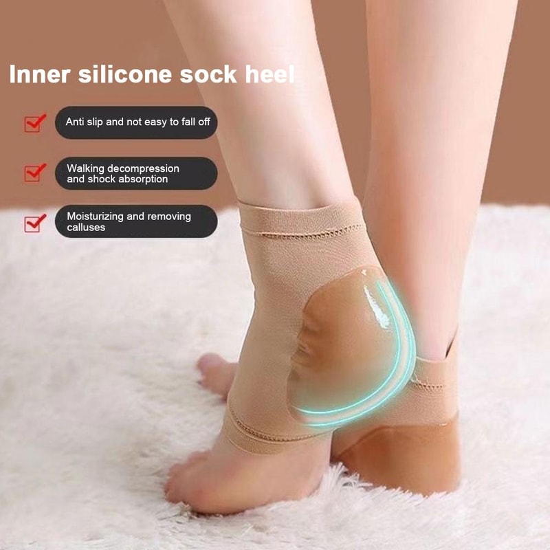 Silicone Gel Heel Socks For Plantar Fasciitis Relief And Cracked Heels Support 3