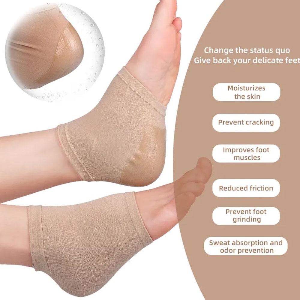 Silicone Gel Heel Socks For Plantar Fasciitis Relief And Cracked Heels Support 4