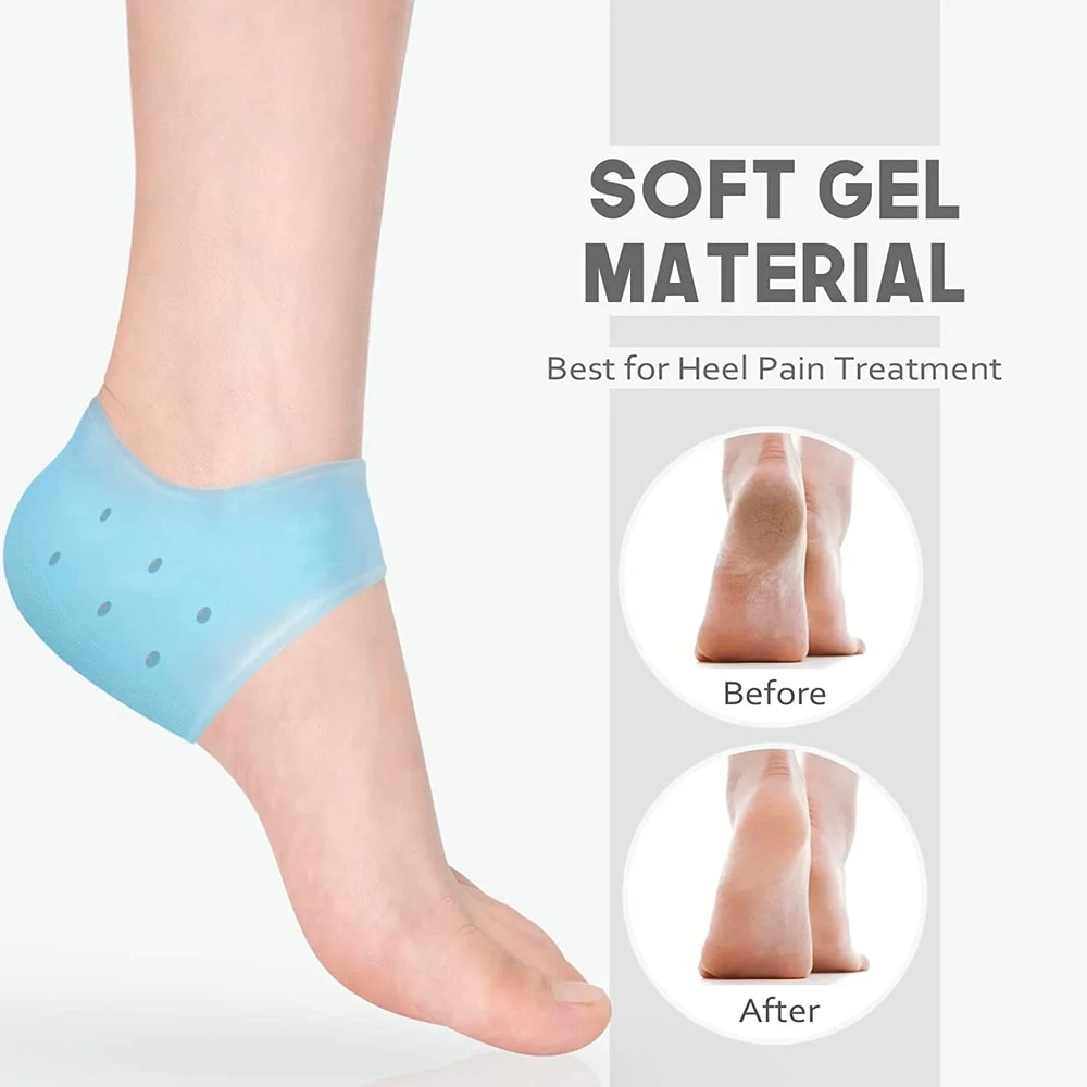 Silicone Heel Protectors for Cracked Heel Repair & Heel Pain Relief Socks