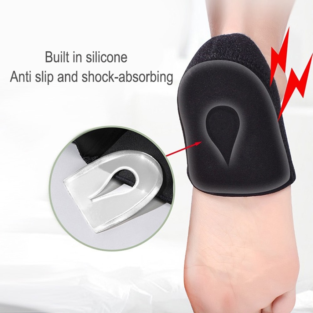 Silicone Heel Cushions with Straps for Heel Pain Relief and Shock Absorption