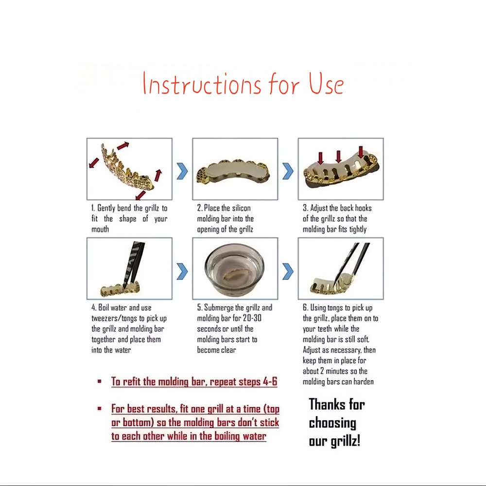 Vintage Silver Tooth Grill Caps Set, Punk Hip Hop Tooth Jewelry for Couples