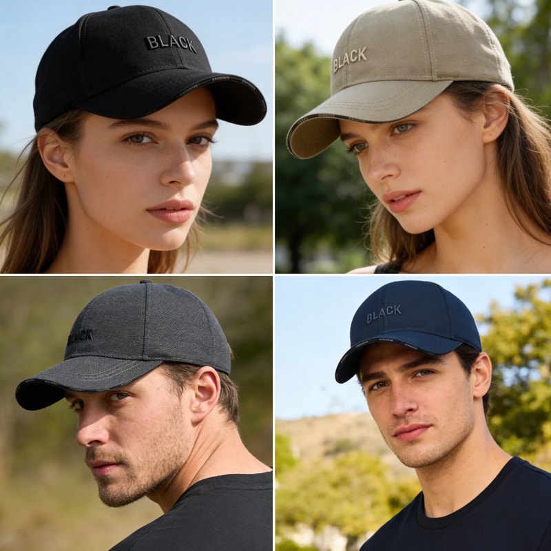 Classic Black Embroidered Baseball Cap Unisex Summer Hat For Outdoor Sports Daily Wear 1