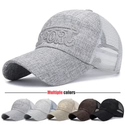 breathable linen mesh snapback baseball cap for men lightweight summer sports hat