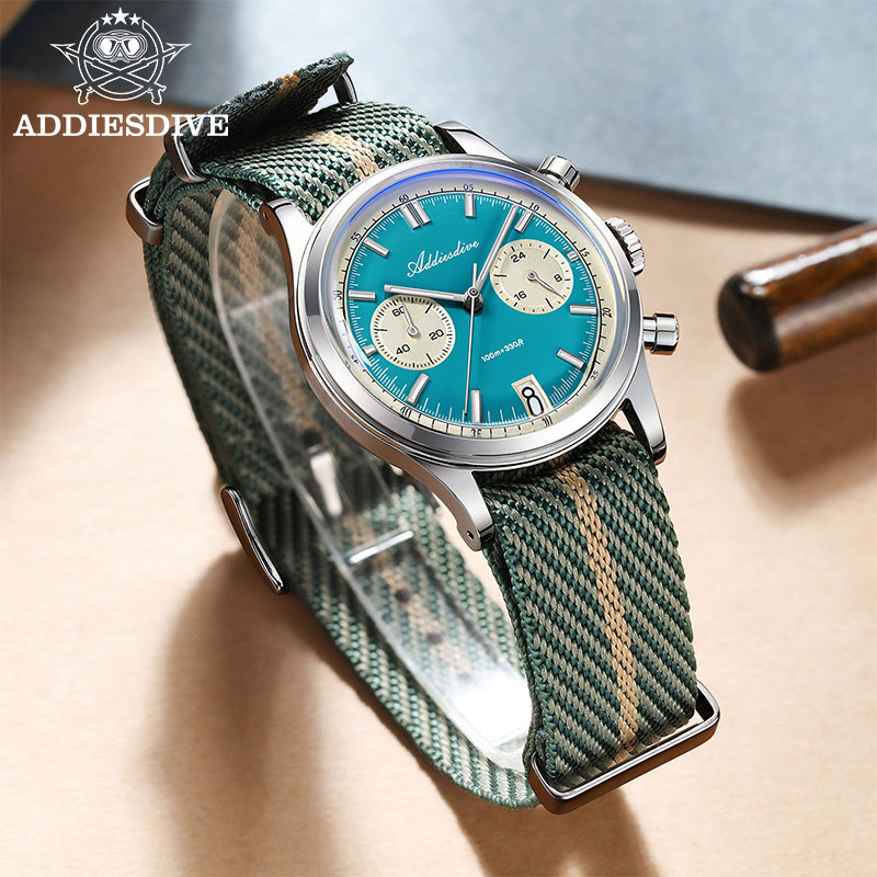 Men Quartz Chronograph Watch Waterproof Luxury 38mm Steel Wristwatch 2