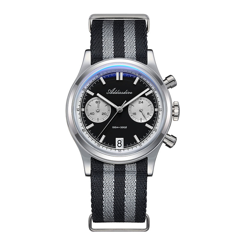 Men Quartz Chronograph Watch Waterproof Luxury 38mm Steel Wristwatch 6