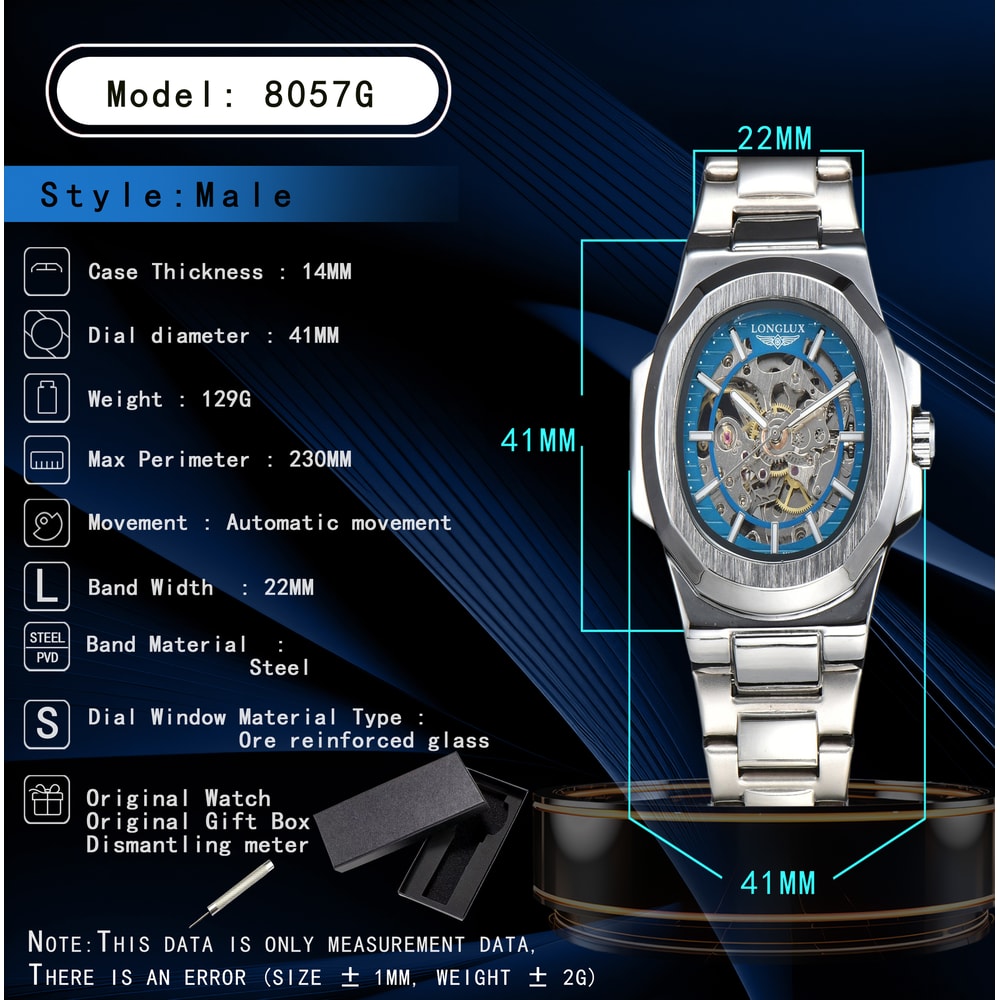 Luxury Skeleton Automatic Watch For Men Waterproof Stainless Steel Business Timepiece 5