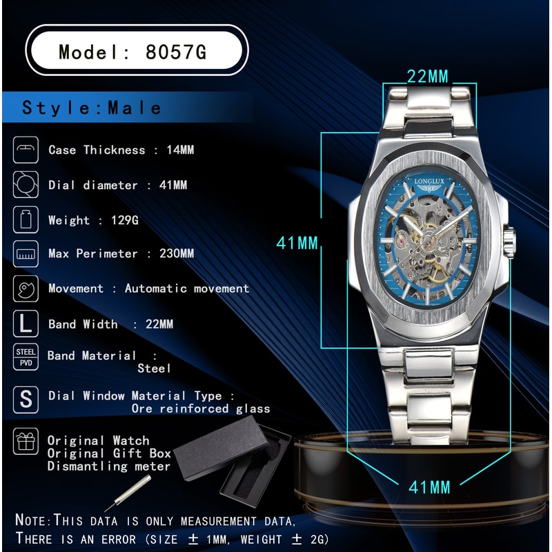Luxury Skeleton Automatic Watch For Men Waterproof Stainless Steel Business Timepiece 5