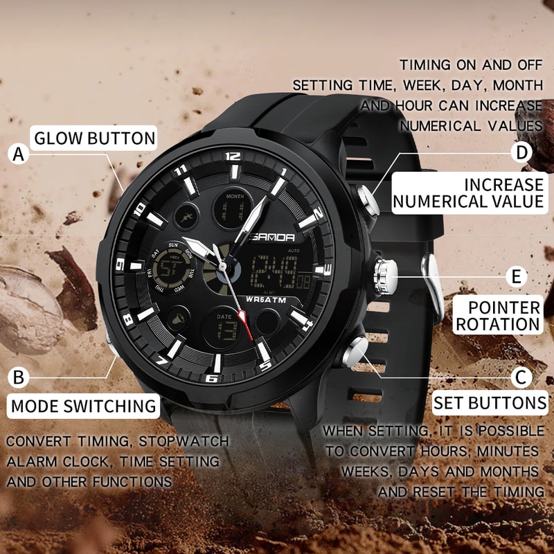 Tactical Digital Military Watch For Men Waterproof LED Sports Wristwatch 4