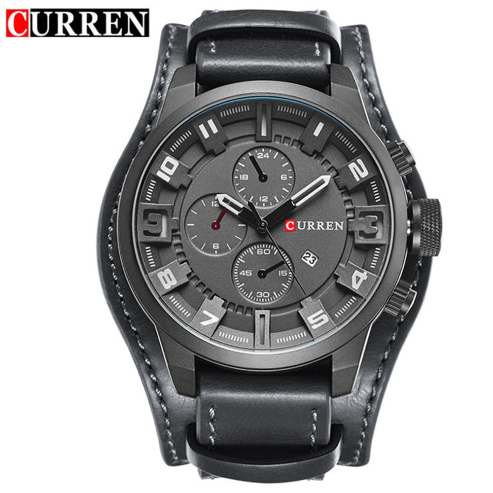 Luxury Leather Strap Mens Watch Quartz Waterproof Casual Sports Wristwatch 5