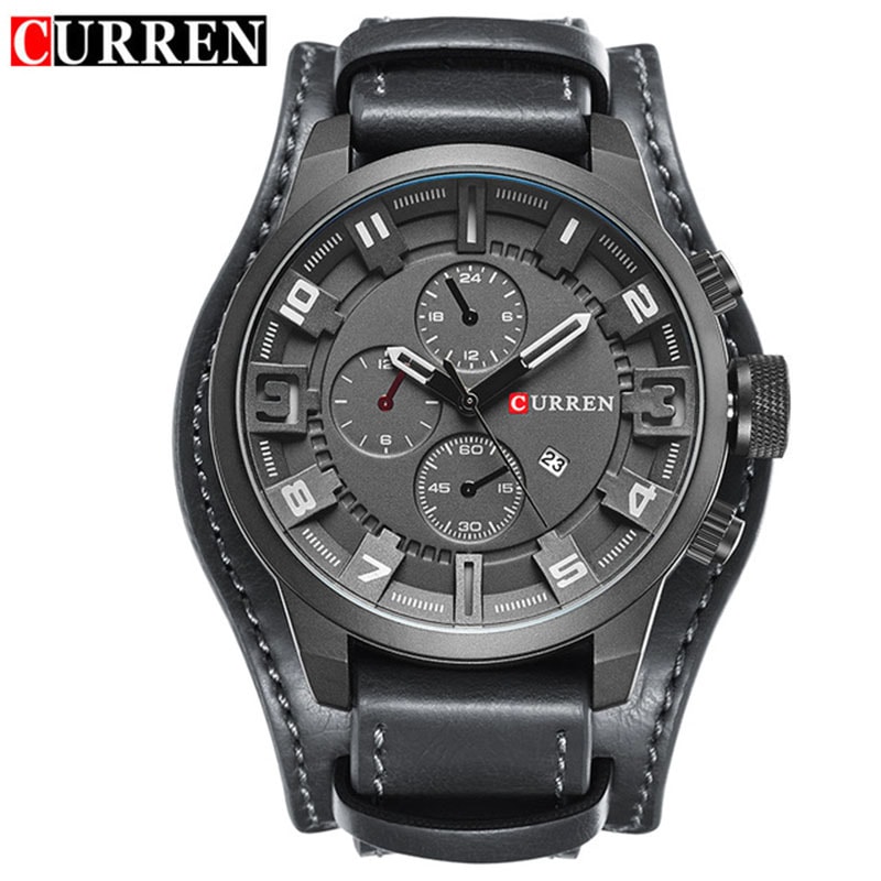 Luxury Leather Strap Mens Watch Quartz Waterproof Casual Sports Wristwatch 5