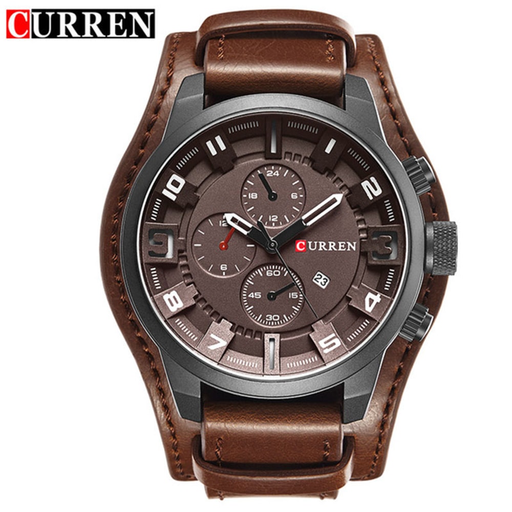 Luxury Leather Strap Mens Watch Quartz Waterproof Casual Sports Wristwatch 3