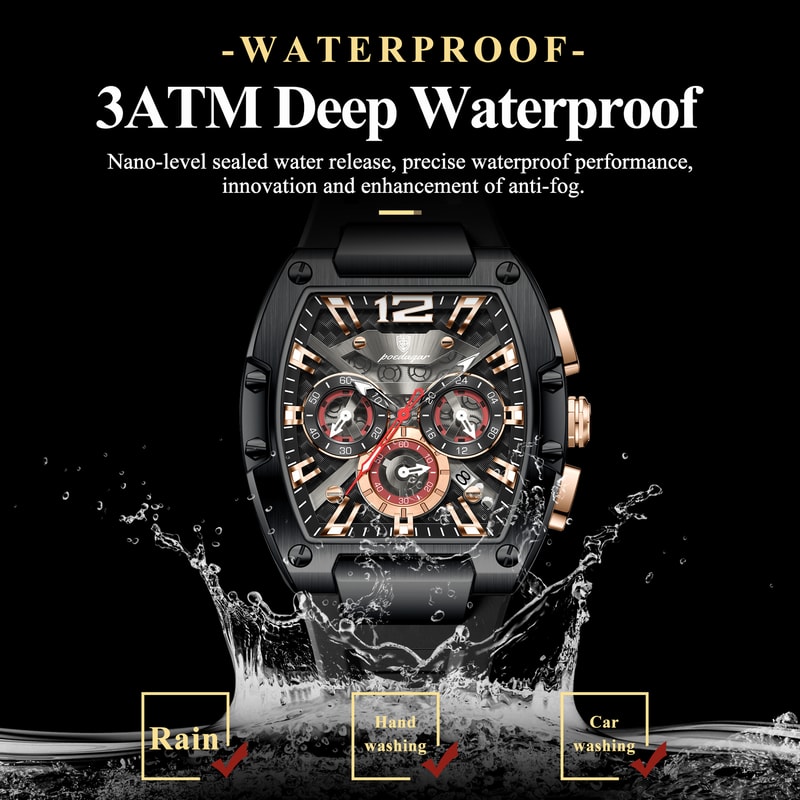 Luminous Waterproof Chronograph Mens Sports Watch With Silicone Strap 2